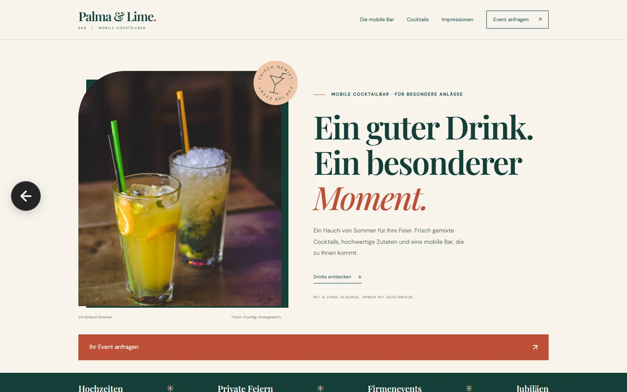Palma & Lime website design — desktop preview